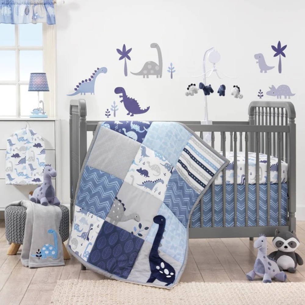 Beadtime originals Roar Dinosaur 3 piece crib bedding set